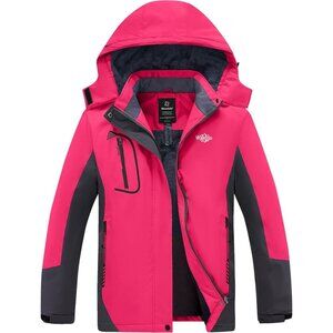 Women's Rose Red Mountain Waterproof Ski Jacket Windproof Rain Jacket  Coat